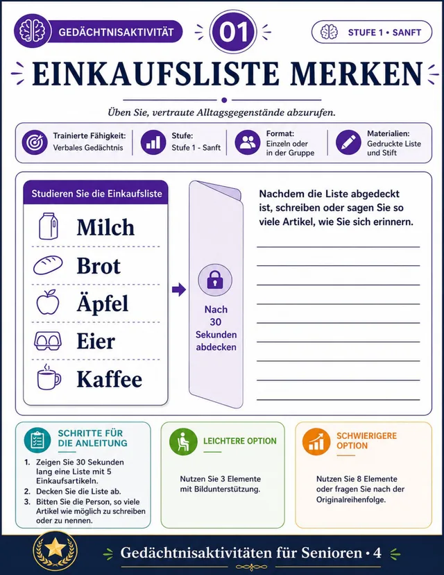 Seite aus dem Aktivitäts-Kit für Senioren