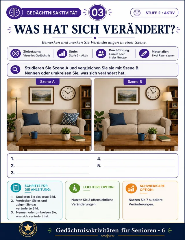 Seite aus dem Aktivitäts-Kit für Senioren