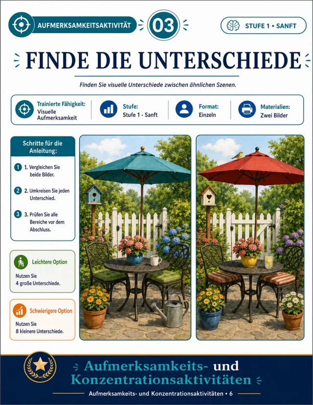 Seite aus dem Aktivitäts-Kit für Senioren