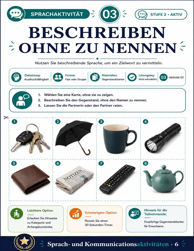 Seite aus dem Aktivitäts-Kit für Senioren