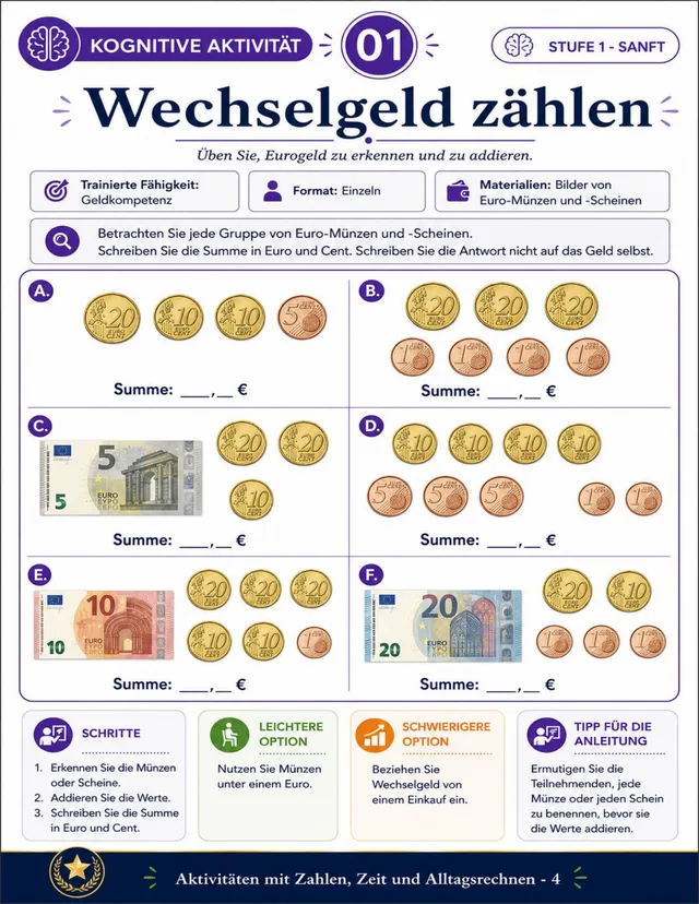 Seite aus dem Aktivitäts-Kit für Senioren