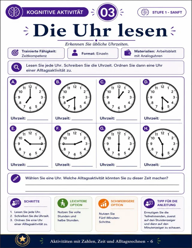 Seite aus dem Aktivitäts-Kit für Senioren